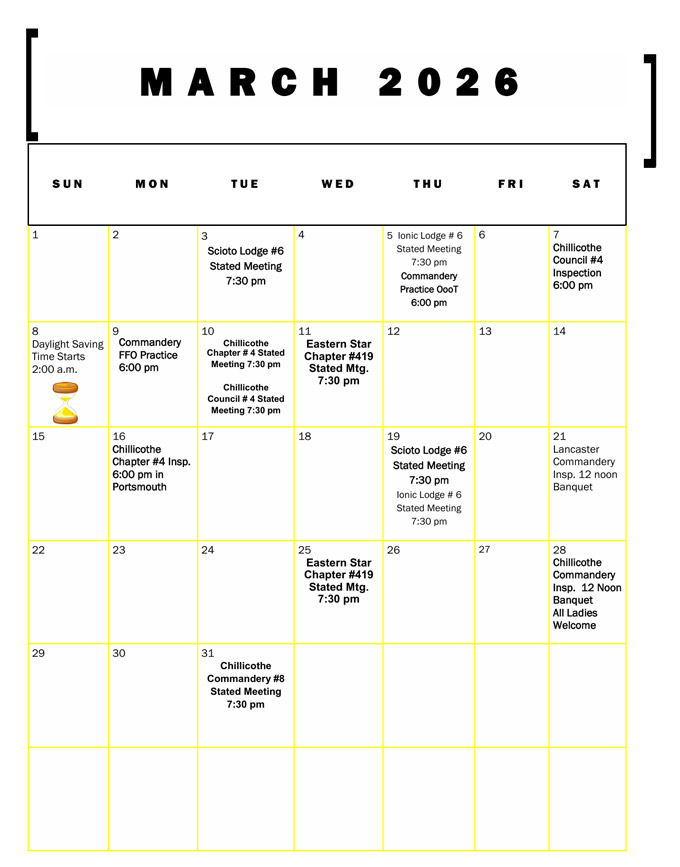 Monthly Calendar Image